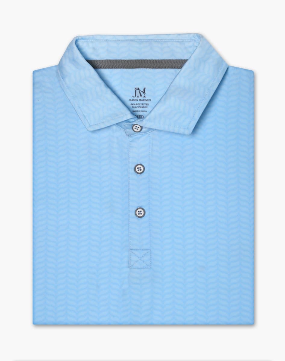 Tonal dolphin-tail print polo in light blue